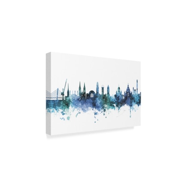 Michael Tompsett 'Helsinki Finland Skyline Blue' Canvas Art,12x19